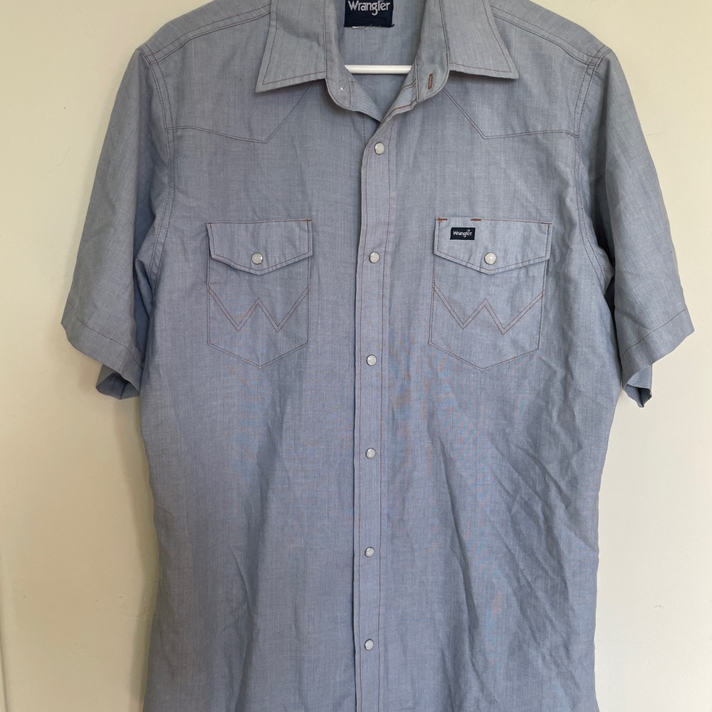 Wrangler Men's Light Blue Casual Button Down Shirt
